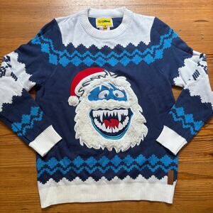 Tipsy Elves Rudolph Abominable Snowman blue white Christmas sweater SIZE L